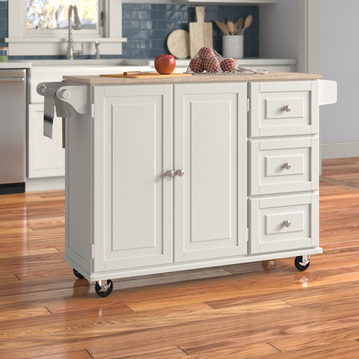 Red Barrel Studio® Kuhnhenn 53.5'' Wide Rolling Kitchen Cart with Solid